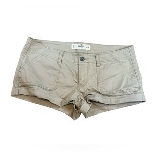 Hollister Social Stretch Khaki Utility Cargo Shorts Low Rise Size 9 Y2K